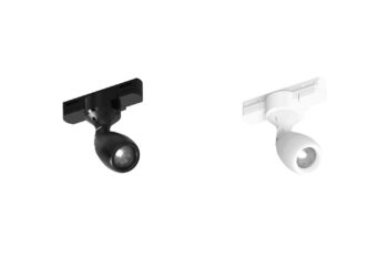 Focus Zoom fixture for track mounting in display cases in black and white