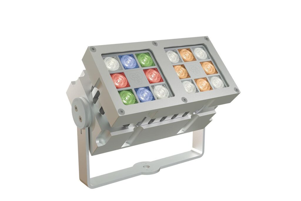 architectural lighting fixture with tunable white and rgbw led modules in aluminium