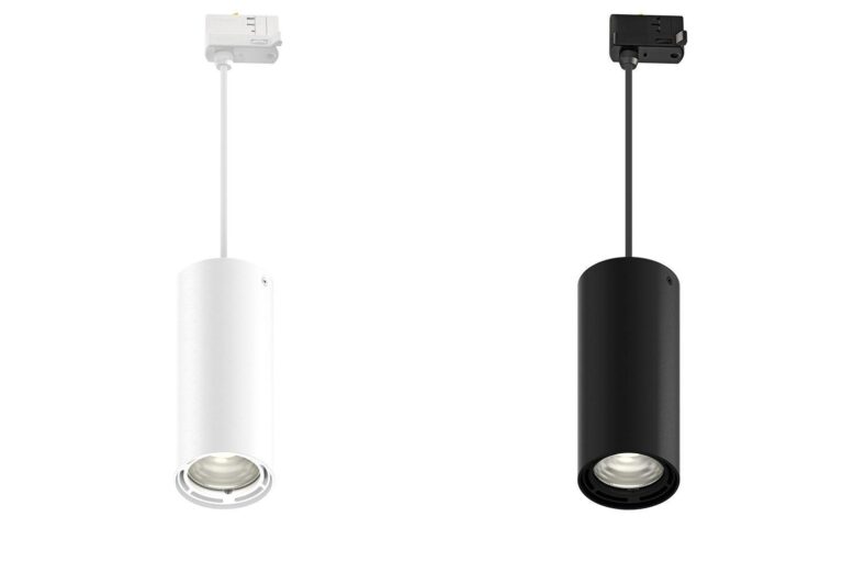 Ruby Compact Track Lighting fixture in black and white