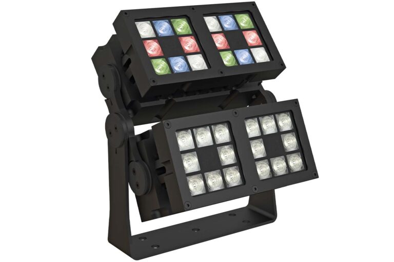 architectural lighting fixture with rgbw and white led modules in black